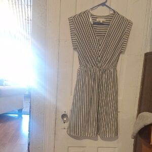 Monteau Cream and Black Striped Top